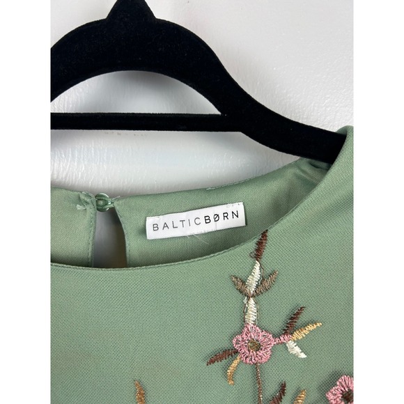 Baltic Born Duchess Tulle Lined Dress Sage Garden Sz Medium? Floral Embroidered - Picture 3 of 6